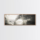 Ocean Barrel Wave, Surf Photography, Coastal Decor, Sepia Framed Canvas Print, Modern Beach House Bathroom or Living Room Wall Art