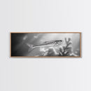 Silver Fish Closeup, Underwater Life, Marine Wildlife Art, Black and White Framed Canvas Print, Coastal Bathroom or Den Wall Art