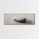 Smooth Beach Rock, Minimal Seascape, Zen Coastal Decor, Tranquil Framed Canvas Print, Modern Spa or Bedroom Wall Art