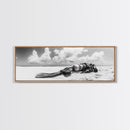 Scuba Gear, Deserted Beach, Ocean Explorer, Framed Canvas Print, minimalist beach decor, scuba diver gift, ocean wall art, travel lover art