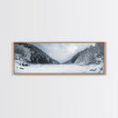 Snowy Pines, Winter Forest, Cold Wilderness, Framed Canvas Print, Christmas wall art, lodge decor, mountain retreat art, woodland art