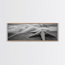 Starfish Closeup, Ocean Wave Motion, Coastal Macro Scene, Framed Canvas Print, minimalist beach decor, bathroom wall art, nautical vibe