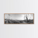 Windswept Coastal Trees, Driftwood Beach Landscape, Black White Canvas Print, Autumn Wall Art, Nature-Inspired Living Room Decor