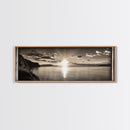 Sepia Horizon, Sunset Lake, Nature Tranquility, Canvas Print, cabin wall decor, warm autumn lake art, peaceful sepia photography