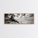Coastal Tree Roots, Windswept Beach, Natural Form, Framed Canvas Print, Boho Wall Art, Entryway Decor, Beach House Aesthetic
