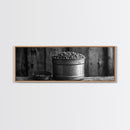 Rustic Bean Bucket, Farmhouse Kitchen, Country Decor, Autumn Wall Art, Framed Canvas Print, Rustic Style, Cozy Kitchen Wall Art