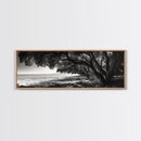 Ocean Trees, Shoreline Light, Majestic Forest, Beach Scene, Framed Canvas Print, Boho Wall Decor, Bedroom Art, Zen Coastal Artwork