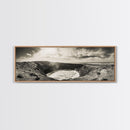 Ocean Crater, Coastal Cliff, Surreal Nature Art, Black and White Canvas Print, Gallery Wall Art, Earthy Decor, Adventure Inspired