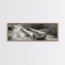 Rustic Water Trough, Nature Trail, Western Desert Scene, Framed Canvas Print, Country Farmhouse Decor, Minimalist Entryway Wall Art