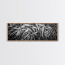Textured Leaves, Monochrome Nature, Abstract Pattern, Botanical Wall Art, Framed Canvas Print, Modern Bedroom Art, Minimalist Decor