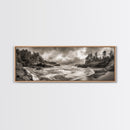 Wild Coastline, Rugged Waves, Stormy Shore, Nature Photography, Framed Canvas Print, Fall Living Room Wall Art, Rustic Coastal Decor