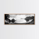 Forest Beach, Pacific Coast, Morning Mist, Tranquil Cove, Framed Canvas Print, Rustic Cabin Wall Art, Nature Landscape Photography