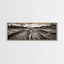 Rugged Riverbed Path, Forest Edge, Moody Terrain, Earthy Scene, Framed Canvas Print, Rustic Cabin Art, Autumn Entryway Decor