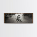 Footprints in Sand, Nature Pathway, Tranquil Stream, Framed Canvas Print, Mindful Journey Art, Rustic Entryway Wall Photography