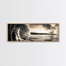 Barrel Wave, Tropical Storm, Surfer’s Dream, Framed Canvas Print, Ocean Power Wall Art, Coastal Living Room Photography Decor