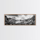 Rocky Lake, Wilderness Reflection, Mountain Calm, Framed Canvas Print, Cabin Nature Wall Art, Rustic Home Decor, Adventure Photography