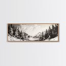 Snowy Pines, Winter Landscape, Woodland Valley, Fine Art Nature, Framed Canvas Print, Cabin Wall Art, Mountain Decor, Rustic Winter Scene