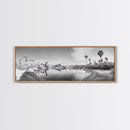 Oasis Reflections, Palm Trees, Desert Scene, Infrared Art Print, Framed Canvas Print, Tropical Wall Art, Boho Bedroom Decor, Tranquil Style