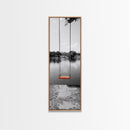 Swing Over Lake, Still Waters, Childhood Memories, Tranquil View – Canvas Print, Minimalist Wall Art, Kids Room Decor, Serene Black and White