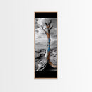 Painted Tree, Coastal Driftwood, Stormy Sky, Bold Texture – Framed Canvas Print, Beach House Decor, Abstract Nature Art, Rustic Minimalism