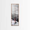 Ice Fishing Rod, Snow Adventure, Winter Sport, Framed Canvas Print, Man Cave Decor, Rustic Cabin Wall Art, Outdoor Lifestyle Photography