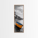 Yellow Boat, Coastal Wall Art, Seaside Home Decor, Beach Photography, Canvas Print, Nautical Theme, Bathroom Art, Minimalist Seascape