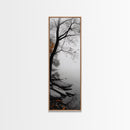 Foggy Lake, Autumn Forest, Peaceful Morning Landscape, Canvas Print, Minimalist Wall Art, Zen Bedroom Decor, Serene Fall Artwork