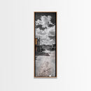 Desert Street, Western Town, Cloudy Skies, Frontier Road, Framed Canvas Print, Rustic Wall Art, Western Style Decor, Saloon Theme