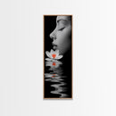 Lotus Beauty, Reflection Art, Feminine Calm, Elegant Profile, Framed Canvas Print, Spa Wall Art, Zen Decor, Minimalist Bathroom Art