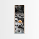 Orange Water Lily, Peaceful Pond Scene, Nature Reflection, Elegant Bloom, Framed Canvas Print Zen Bathroom Wall Art, Botanical Decor