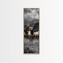 Majestic Elk, Forest Wildlife, Autumn Scene, Nature Herd, Framed Canvas Print, rustic lodge decor, cabin wall art, woodland style