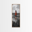 Solitary Woman, Polka Dot Dress, Reflected Mood, Framed Canvas Print, Surreal Fine Art, Bedroom Wall Art, Contemporary Minimalist Style