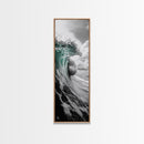 Teal Wave, Ocean Power, Surf Break, Coastal Energy, Canvas Print, Bathroom Wall Art, Modern Ocean Photography, Minimalist Sea Decor
