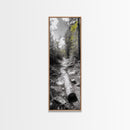 Forest Path, Autumn Leaves, Nature Trail, Framed Canvas Print, Black and White Wall Art, Cabin Decor, Rustic Hallway Accent