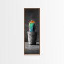 Neon Cactus, Desert Plant, Bold Botanical, Modern Boho Decor, Framed Canvas Print, Bedroom Wall Art, Color Pop Style