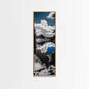 Reflected Clouds, Blue Sky, Mountain Lake, Wilderness Escape, Scenic Nature Art, Framed Canvas Print, Tranquil Office Wall Decor