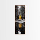 Golden Tree, Forest Reflection, Autumn Solitude, Nature Focused Minimalism, Framed Canvas Print, Zen Bathroom or Office Wall Art