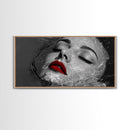 Red Lips, Underwater Beauty, Glam Art, Modern Pop, Framed Canvas Print, Bedroom Wall Art, Bold Aesthetic, Fashion Model Photography Print