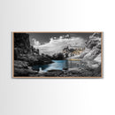 Hidden Cove, Blue Waters, Rugged Coast, Rocky Escape, Canvas Print, Nature Wall Art, Minimalist Seascape, Monochrome Landscape