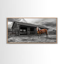 Rustic Horse, Country Barn, Moody Sky, Farm Vibes, Framed Canvas Print, Western Decor, Farmhouse Wall Art, Living Room Accent, Fall Art