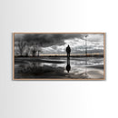 Solitude Reflection, Urban Mood, Moody Skies, Canvas Print, Modern Wall Art, Entryway Decor, Urban Photography, Minimalist Art, Rainy Day Art