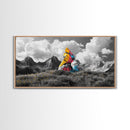 Painted Mountain Rocks, Colorful Nature Landscape, Bold Abstract Peaks, Framed Canvas Print, Living Room Wall Art, Modern Rustic Style