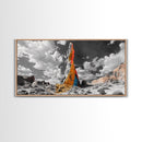 Color Rock Spire, Dramatic Sky, Desert Tower, Framed Canvas Print, Surreal Landscape Art, Southwest Decor, Living Room Adventure Vibe