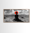 Red Hat Woman, Surreal Desert, Fashion Silhouette, Framed Canvas Print, Minimalist Wall Art, Bold Modern Decor, Bedroom Gallery Style