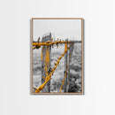 Yellow Fence Wire, Rustic Barbed Wire, Country Fence, Framed Canvas Print, Farmhouse Wall Art, Minimalist Rustic Home Decor