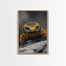 Lizard Close Up, Yellow and Black, Reptile Macro, Framed Canvas Print, Nature Photography, Animal Art, Man Cave Wall Art, Wildlife Decor