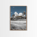 Coastal House, Tropical Beach, Summer Vacation, Color Pop, Framed Canvas Print, Beach House Art, Nautical Decor, Living Room Wall Art