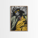 Urban Cool, Yellow Shades, Relaxed Style, Bold Portrait, Framed Canvas Print streetwear photography print, modern bedroom wall art