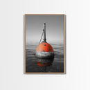Ocean Buoy, Red Marker, Maritime Minimalism, Canvas Print, Coastal Bathroom Art, Nautical Wall Decor, Marine Industrial Aesthetic