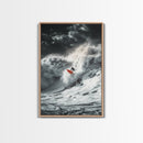 Surfer Wave, Ocean Power, Extreme Sports Art, Framed Canvas Print, Beach House Decor, Surfing Wall Art, Coastal Adventure Scene